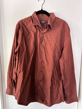 Express Men's Brown Button-Up Shirt
